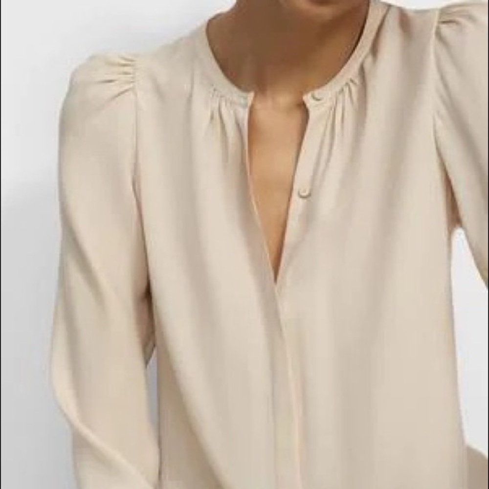 Theory Ruched Blouse in Silk Georgette